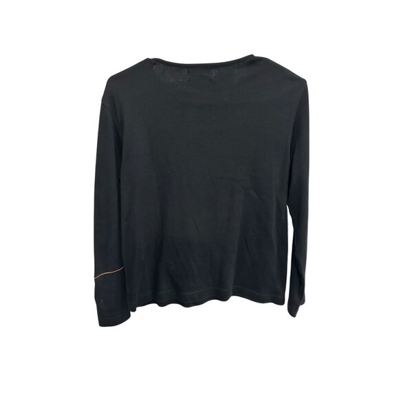 Paradise Bay Cardinal Christmas Long Sleeve Top Black Red Small Petite Holiday - Picture 2 of 9